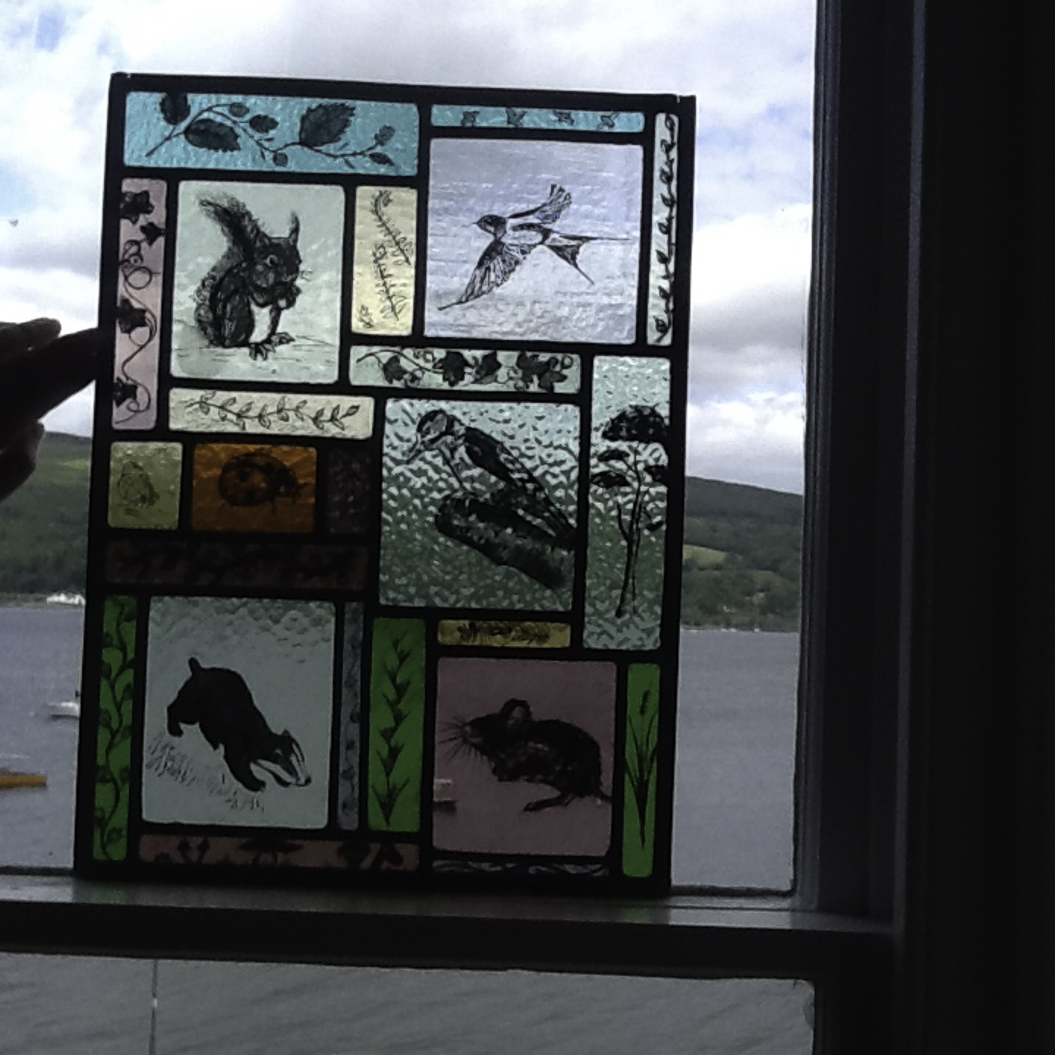 Nature - hand painted Stained Glass panel